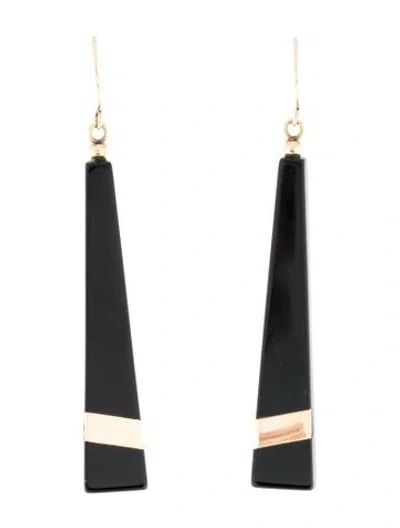 Pre-owned Earrings 14k Onyx Drop  In Multi