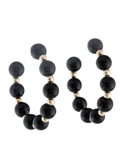 Pre-owned Earrings 14k Onyx Hoop  In Multi