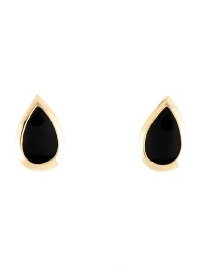 Pre-owned Earrings 14k Onyx Stud  In Multi