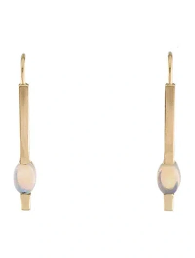 Pre-owned Earrings 14k Opal Bar Drop  In Multi