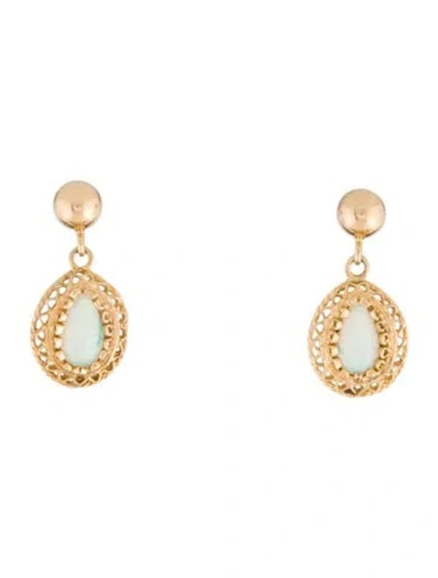 Pre-owned Earrings 14k Opal Filigree Drop  In Multi