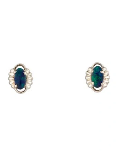 Pre-owned Earrings 14k Opal Stud  In Multi
