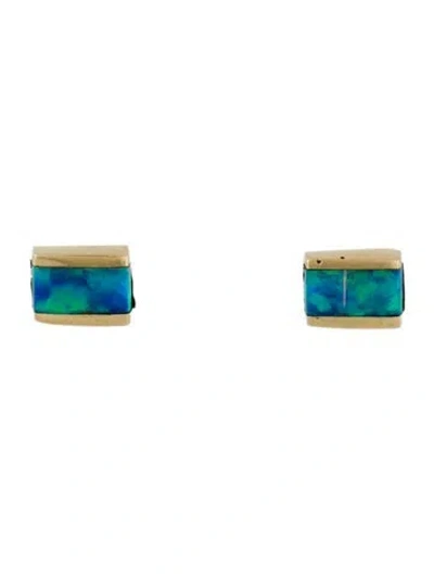 Pre-owned Earrings 14k Opal Stud  In Multi