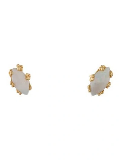 Pre-owned Earrings 14k Opal Stud  In Multi