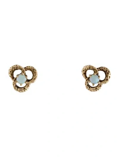 Pre-owned Earrings 14k Opal Textured Knot Stud  In Multi