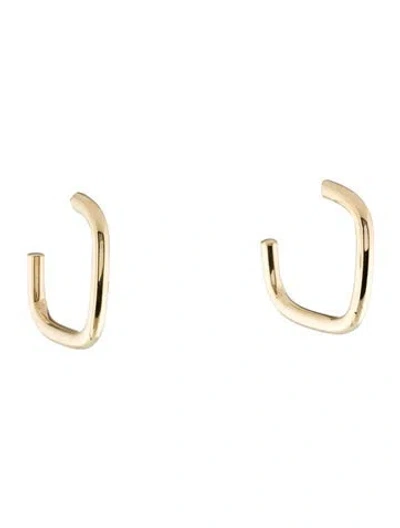 Pre-owned Earrings 14k Open Square Hoop  In Multi