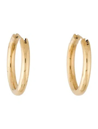 Pre-owned Earrings 14k Oval Hollow Hoop  In Multi