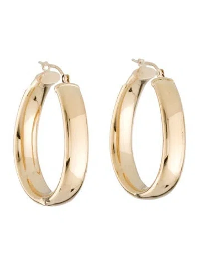 Pre-owned Earrings 14k Oval Polished Hoop  In Multi