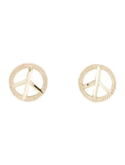 Pre-owned Earrings 14k Peace Sign Stud  In Multi