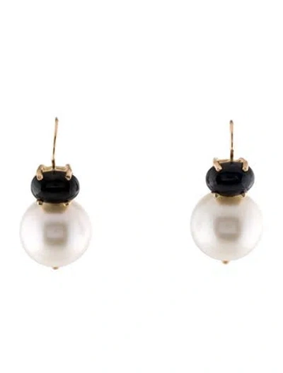 Pre-owned Earrings 14k Pearl & 2.26ctw Sapphire Drop  In Multi