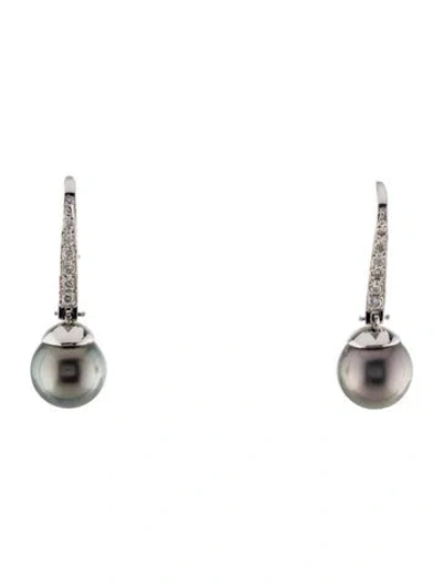 Pre-owned Earrings 14k Pearl & Diamond Drop  In Multi