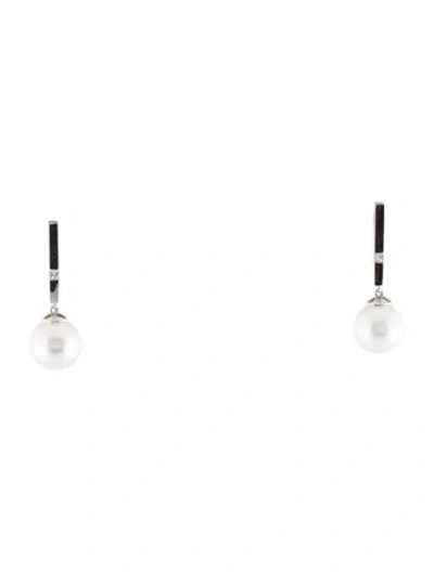 Pre-owned Earrings 14k Pearl & Diamond Drop  In Multi