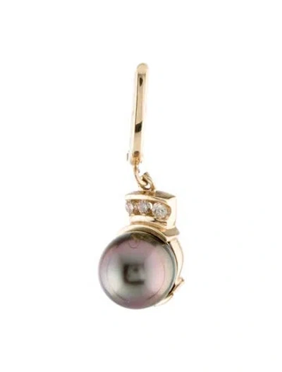 Pre-owned Earrings 14k Pearl & Diamond Drop Single Earring In Multi