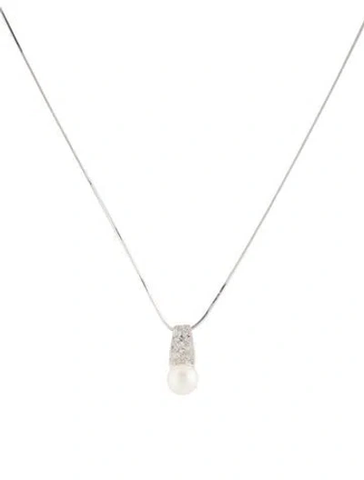Pre-owned Earrings 14k Pearl & Diamond Necklace & Stud  Set In Multi