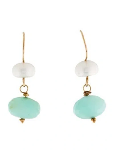 Pre-owned Earrings 14k Pearl & Opal Drop  In Multi