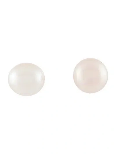 Pre-owned Earrings 14k Pearl Button Stud  In Multi