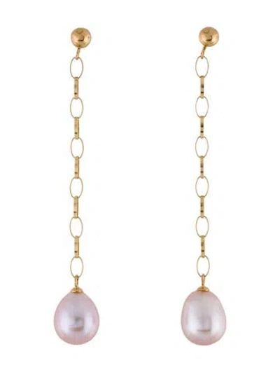 Pre-owned Earrings 14k Pearl Chain Drop  In Multi
