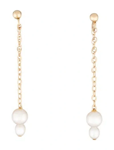 Pre-owned Earrings 14k Pearl Chain Drop  In Multi