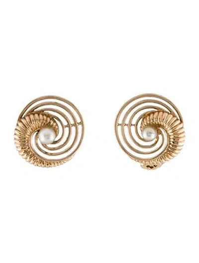 Pre-owned Earrings 14k Pearl Clip-on  In Multi