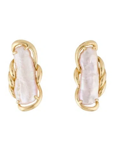 Pre-owned Earrings 14k Pearl Clip-on  In Multi