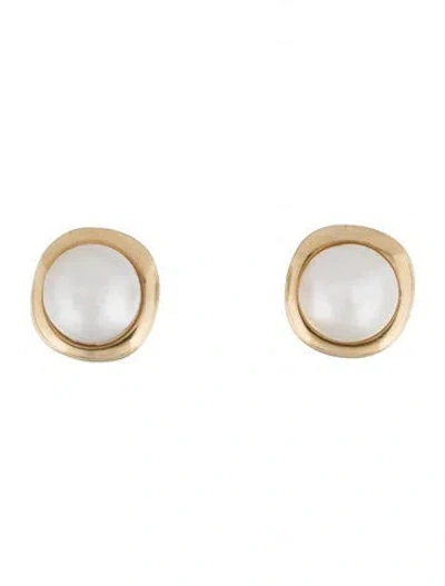 Pre-owned Earrings 14k Pearl Clip-on  In Multi