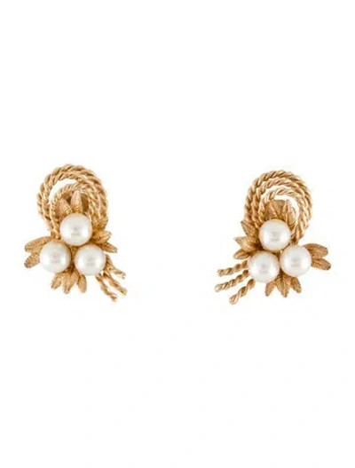 Pre-owned Earrings 14k Pearl Clip-on  In Multi