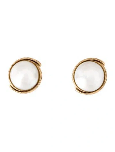 Pre-owned Earrings 14k Pearl Clip-on  In Multi
