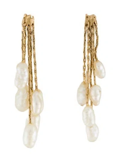 Pre-owned Earrings 14k Pearl Dangle  In Multi