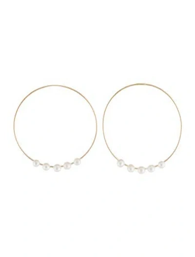 Pre-owned Earrings 14k Pearl Disc  In Multi