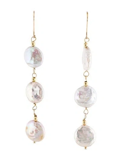 Pre-owned Earrings 14k Pearl Drop  In Multi