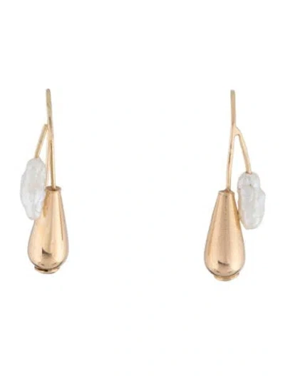 Pre-owned Earrings 14k Pearl Drop  In Multi