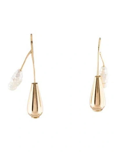 Pre-owned Earrings 14k Pearl Drop  In Multi
