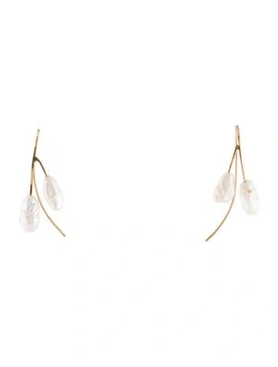 Pre-owned Earrings 14k Pearl Drop  In Multi
