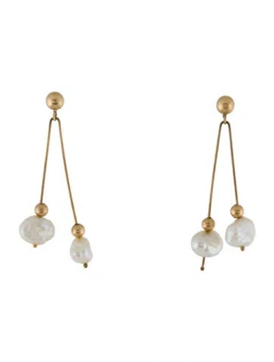 Pre-owned Earrings 14k Pearl Drop  In Multi