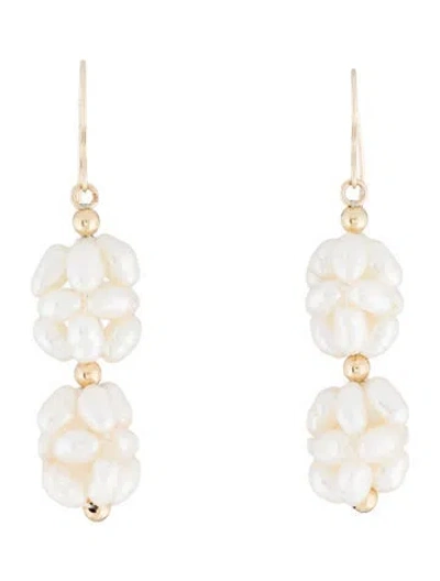 Pre-owned Earrings 14k Pearl Drop  In Multi