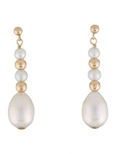 Pre-owned Earrings 14k Pearl Drop  In Multi