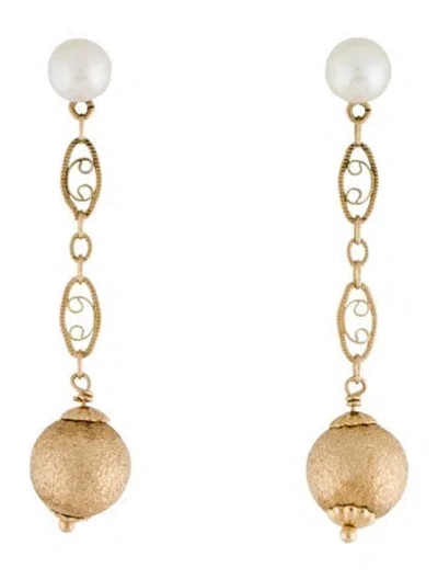 Pre-owned Earrings 14k Pearl Drop  In Multi