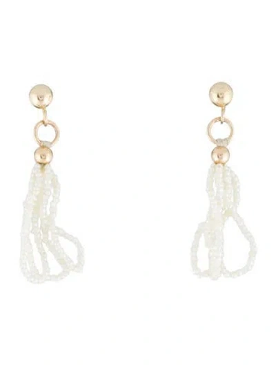 Pre-owned Earrings 14k Pearl Drop  In Multi