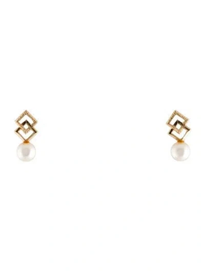 Pre-owned Earrings 14k Pearl Drop  In Multi