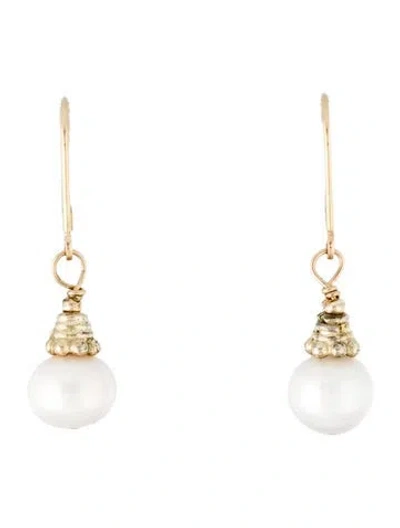 Pre-owned Earrings 14k Pearl Drop  In Multi