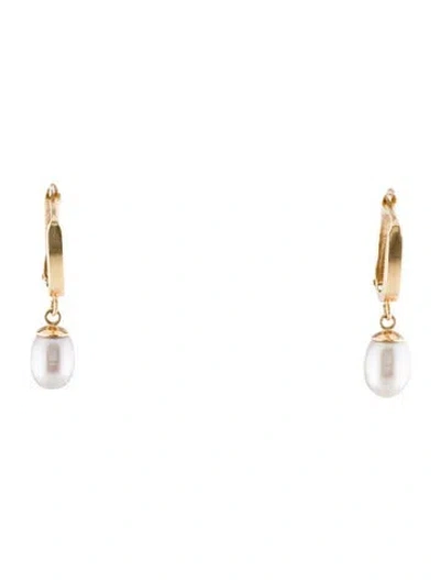 Pre-owned Earrings 14k Pearl Drop  In Multi