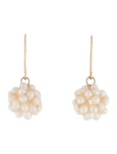 Pre-owned Earrings 14k Pearl Drop  In Multi