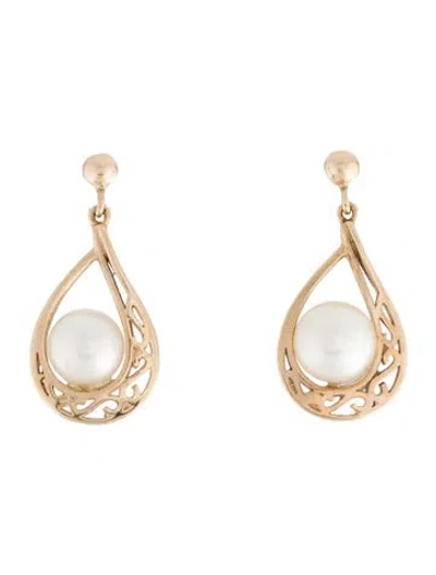 Pre-owned Earrings 14k Pearl Drop  In Multi