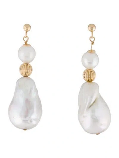 Pre-owned Earrings 14k Pearl Drop  In Multi