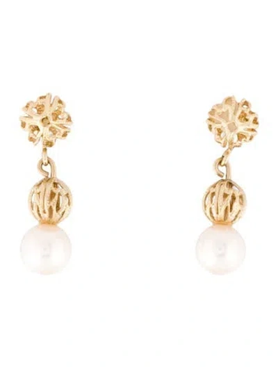 Pre-owned Earrings 14k Pearl Drop  In Multi