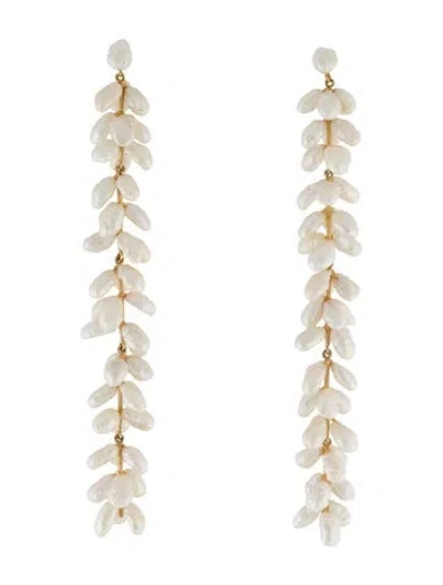 Pre-owned Earrings 14k Pearl Drop  In Multi