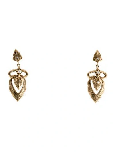 Pre-owned Earrings 14k Pearl Drop  In Multi