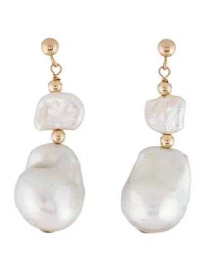 Pre-owned Earrings 14k Pearl Drop  In Multi