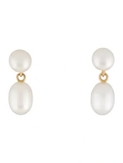 Pre-owned Earrings 14k Pearl Drop  In Multi