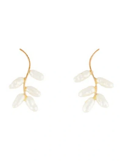 Pre-owned Earrings 14k Pearl Drop  In Multi